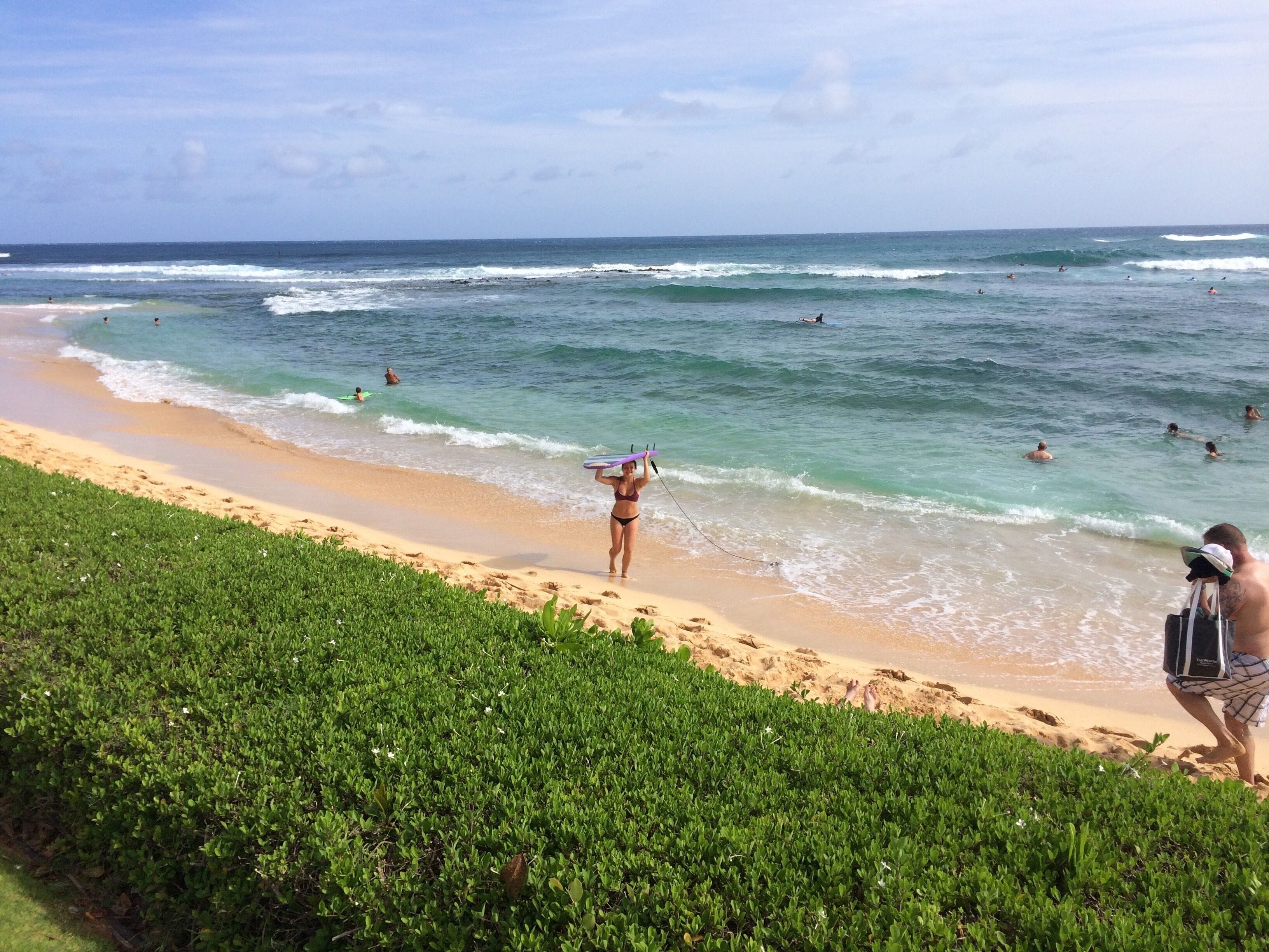 On the beach, sun loungers, beach towels