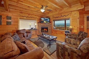 智能電視、壁爐、DVD 播放機