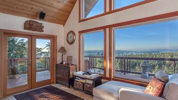 Smart TV, fireplace, DVD player, books