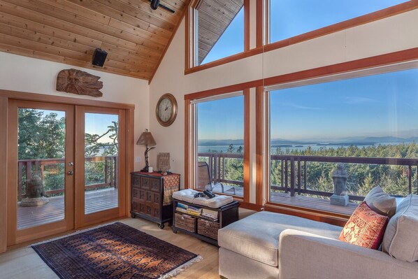 Smart TV, fireplace, DVD player, books