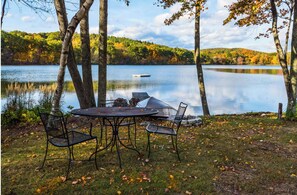 Outdoor dining - Serene Lakefront Escape - Private Dock & Screened Gazebo (Copake)