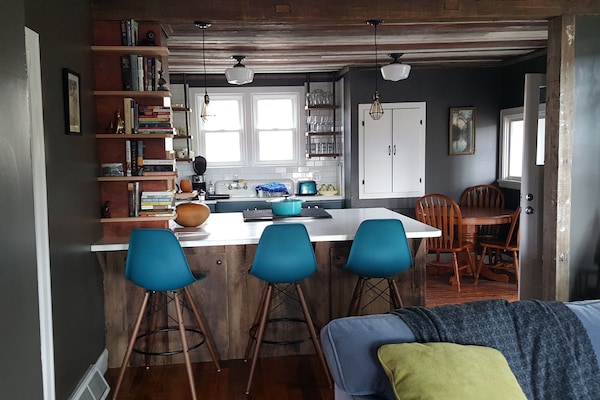 eat in kitchen with bar and gas stove