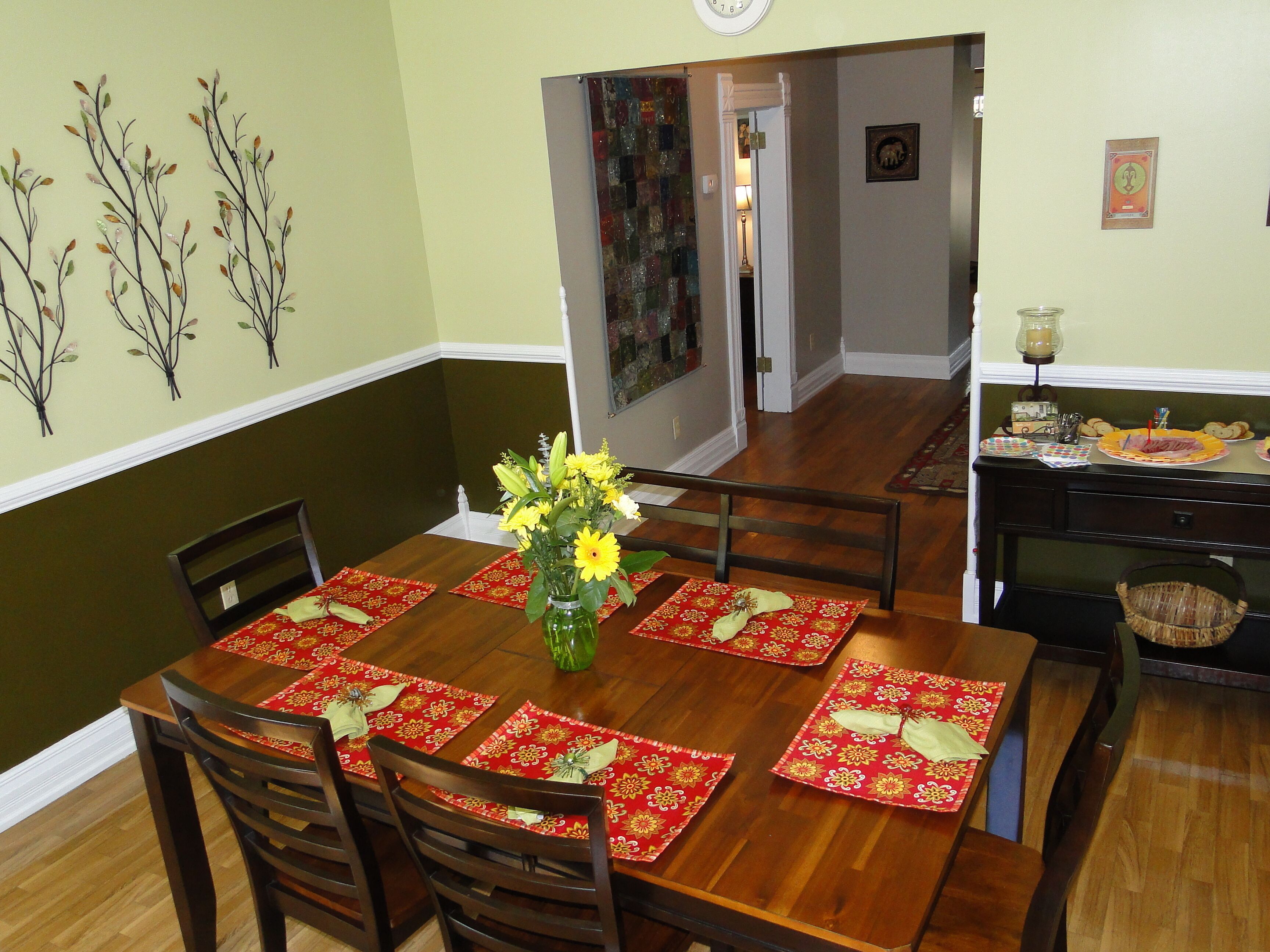 Dining Room looking down the hall toward the two living areas