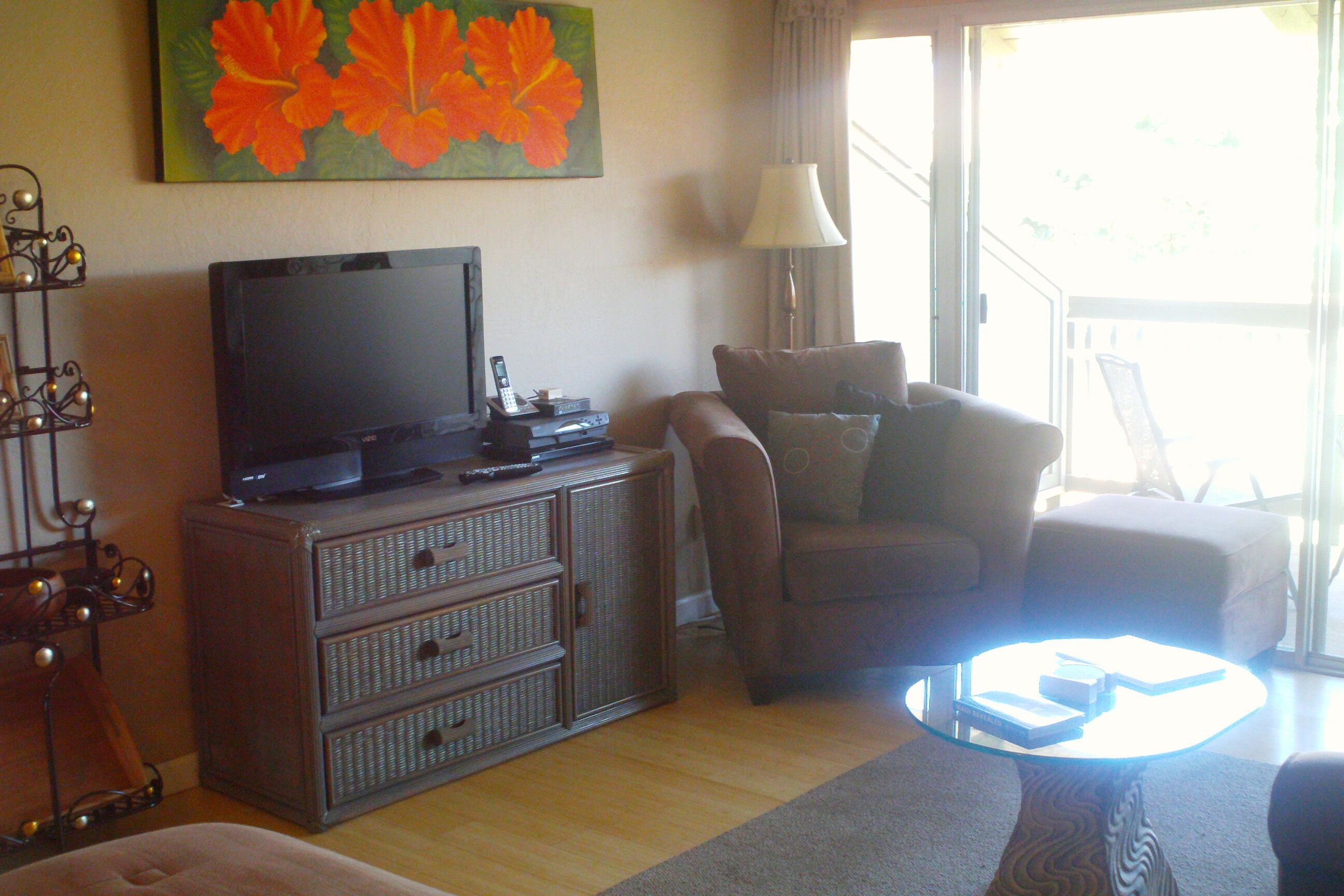 TV, DVD player, stereo