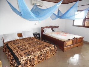Desk, blackout curtains, rollaway beds, bed sheets
