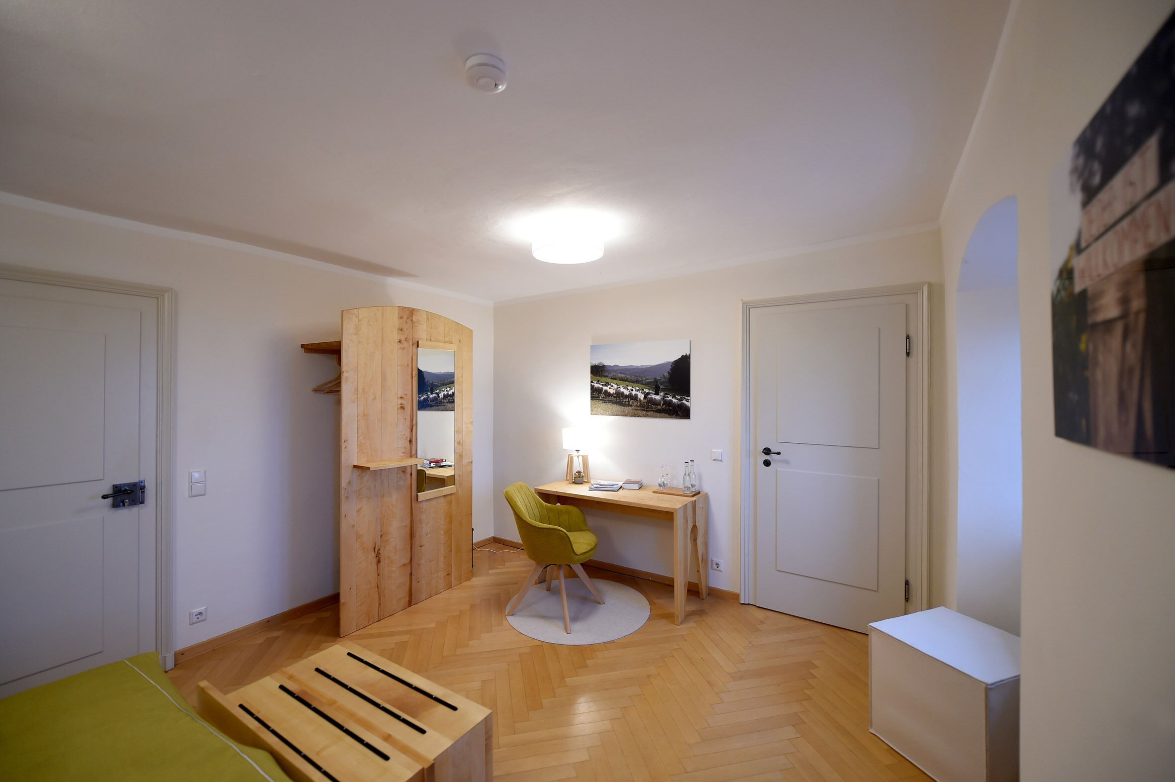 individually furnished, desk, laptop workspace, blackout curtains