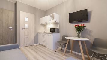 Luxury Apartment (1) | Private kitchenette | Fridge, microwave, stovetop, electric kettle