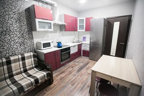 Apartment, 1 Schlafzimmer | Eigene Küche | Kühlschrank, Mikrowelle, Herdplatte, Wasserkocher