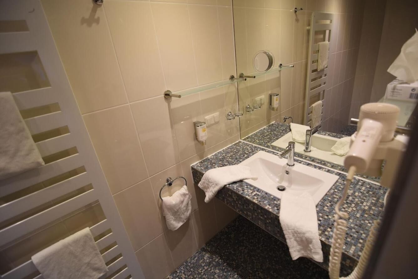 free toiletries, hair dryer, towels