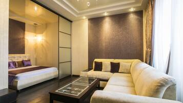 Luxury-Apartment, Nichtraucher, Stadtblick | Wohnzimmer