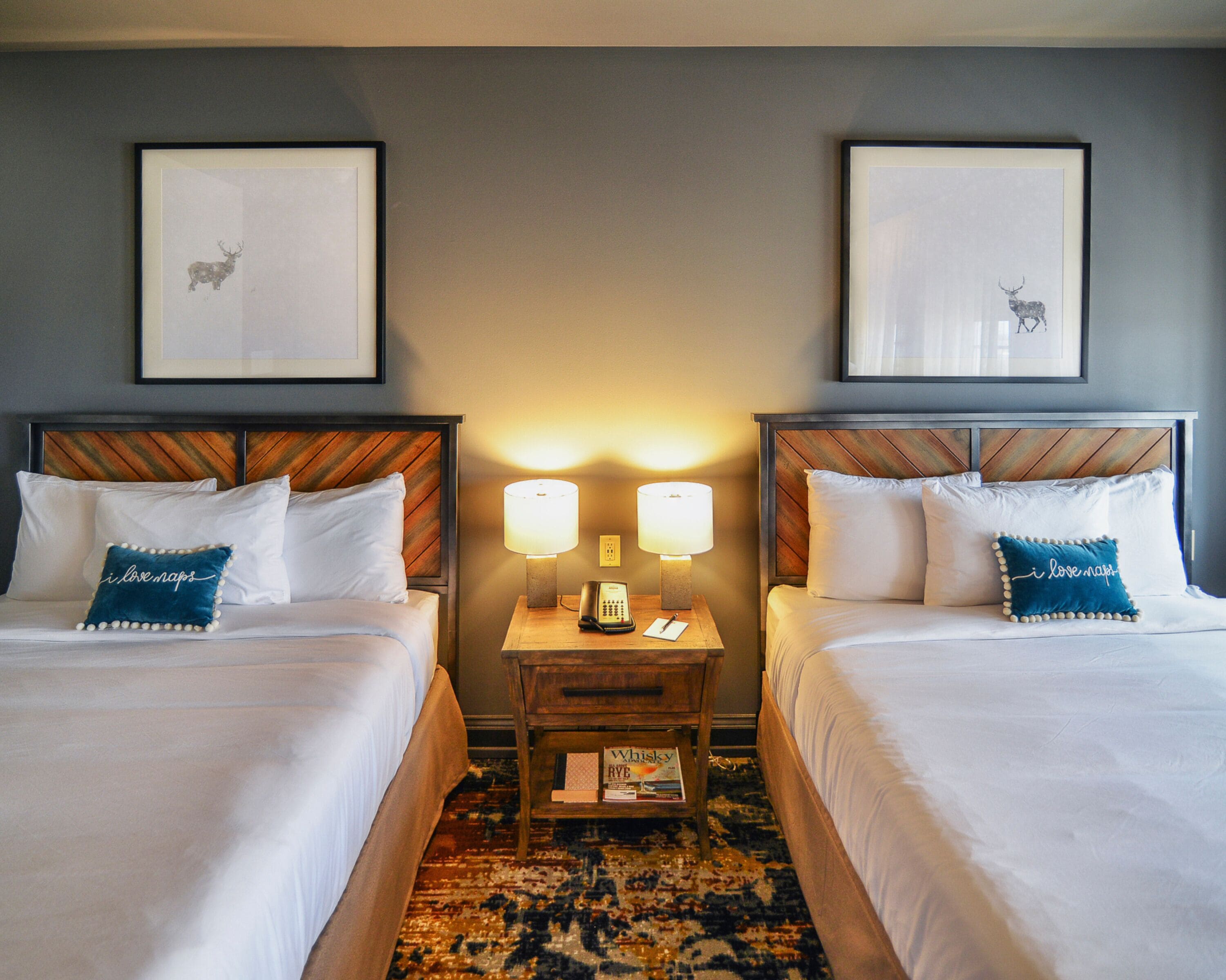 room, 2 queen beds, non smoking | premium bedding, desk, laptop workspace, blackout curtains