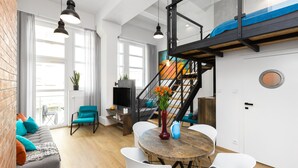 Exclusive Loft, Multiple Beds | Living area | Smart TV, Netflix - Lofts Cracow Apartments - City Center (Kraków)