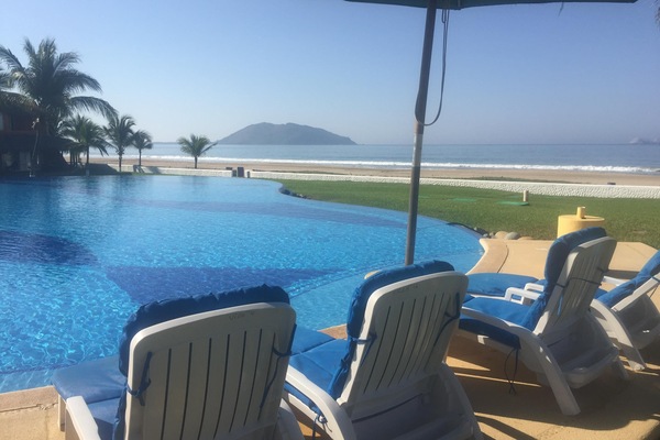 pool and ocean view from our pool chairs