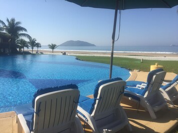 pool and ocean view from our pool chairs