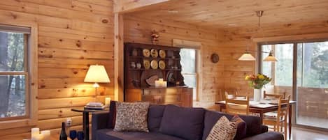 Een televisie, een dvd-speler, boeken en een muziekbibliotheek