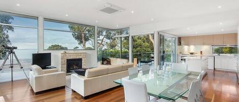 Télévision, cheminée, console de jeux vidéo, Netflix