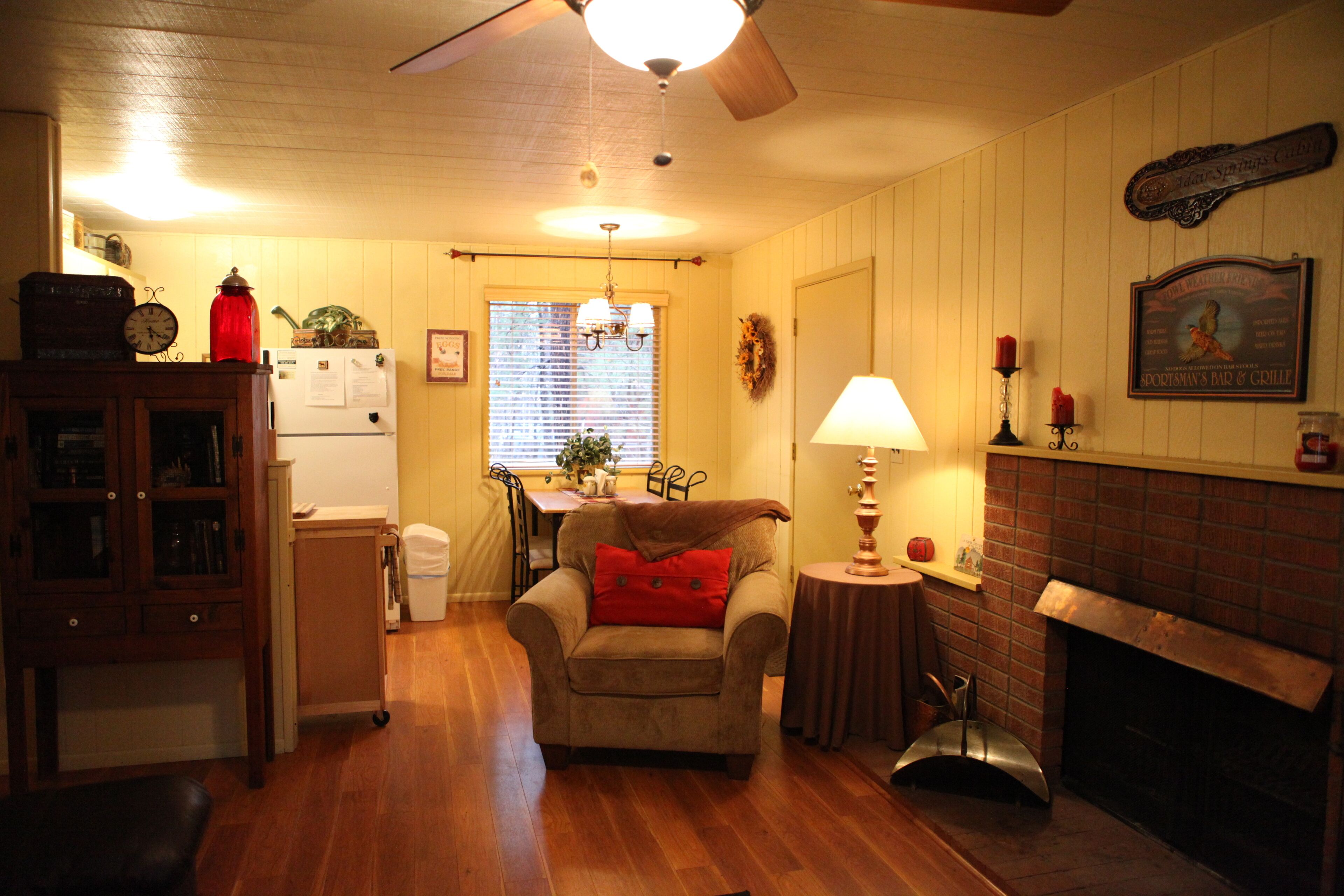 Smart TV, fireplace, video games, DVD player