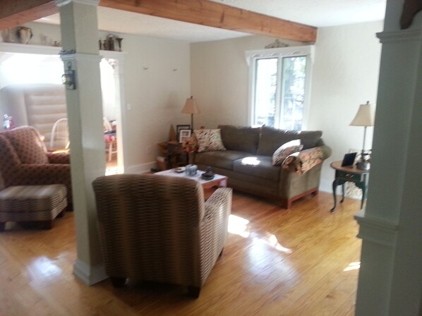 TV, fireplace, DVD player, books