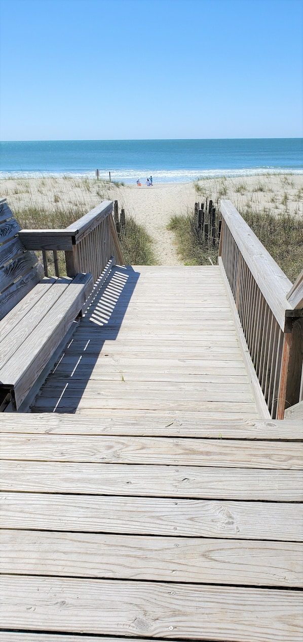 Beach nearby, sun loungers