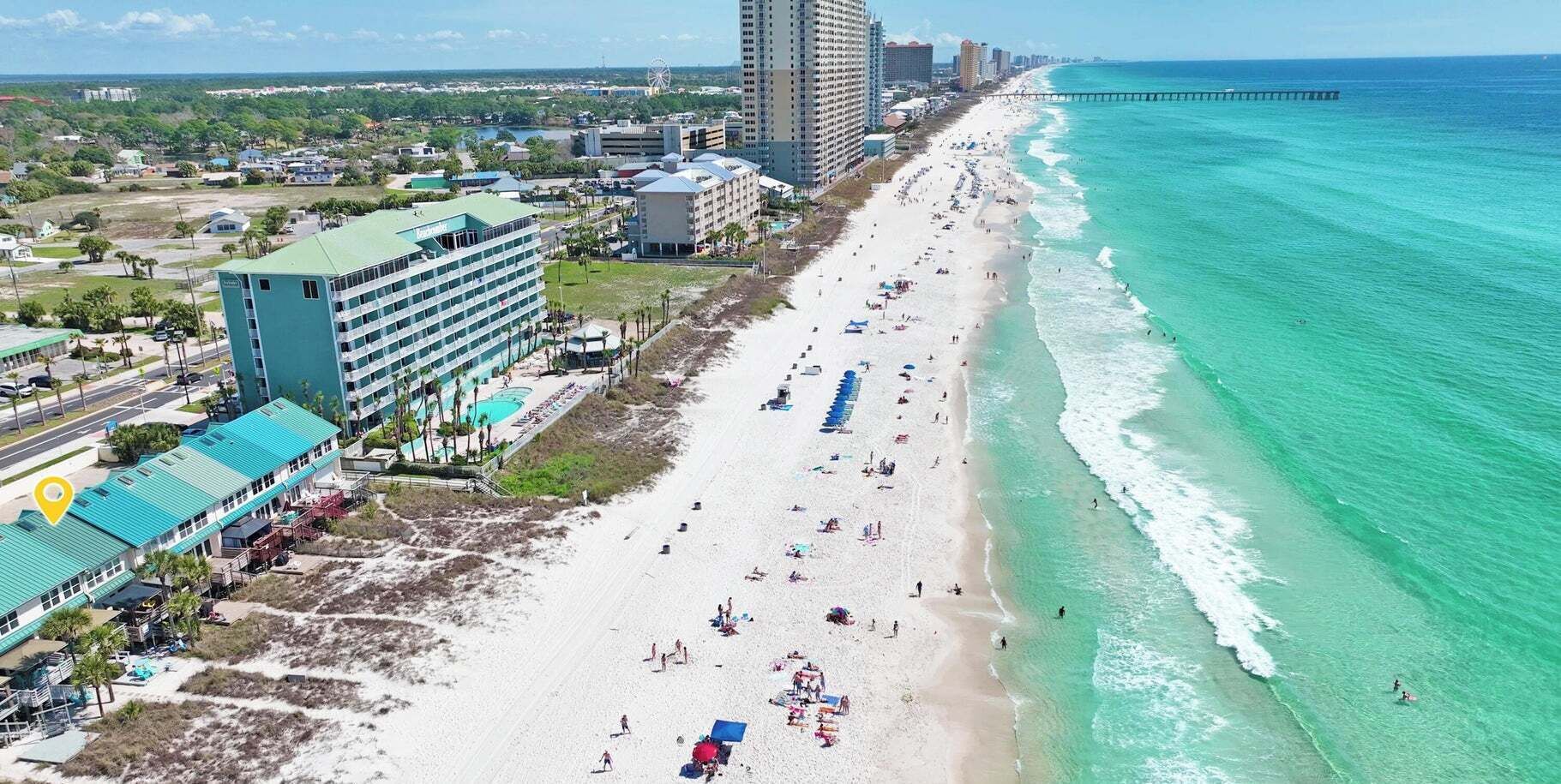 On the beach, sun loungers