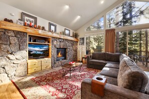 Smart TV, fireplace, foosball, stereo