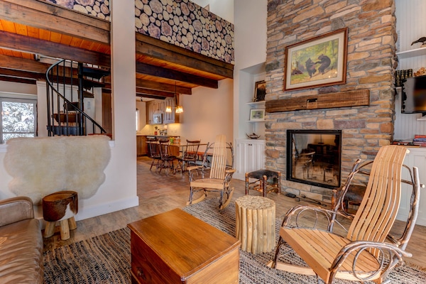 Smart TV, fireplace, DVD player, books