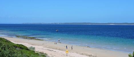 Beach nearby, sun loungers