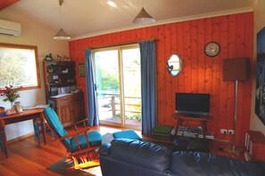 Fernseher, DVD-Player, Bücher, Musikbibliothek