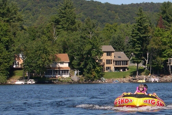 This view shows our two houses to the left - the chalet is hidden in the trees.