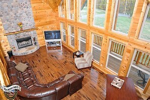 Smart TV, fireplace, video games, DVD player