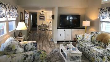 TV, fireplace