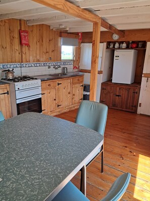 Fridge, oven, stovetop, cookware/dishes/utensils