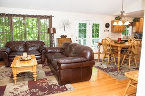 Smart TV, fireplace, video games, DVD player