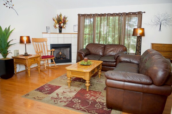 Smart TV, fireplace, video games, DVD player