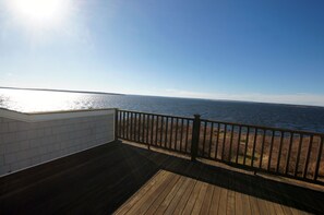 Terrace/patio - Waterfront, beautiful home, breathless sunsets on Prudence Island (Prudence Island)
