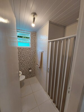 Shower, soap, toilet paper