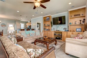 TV, DVD player, stereo