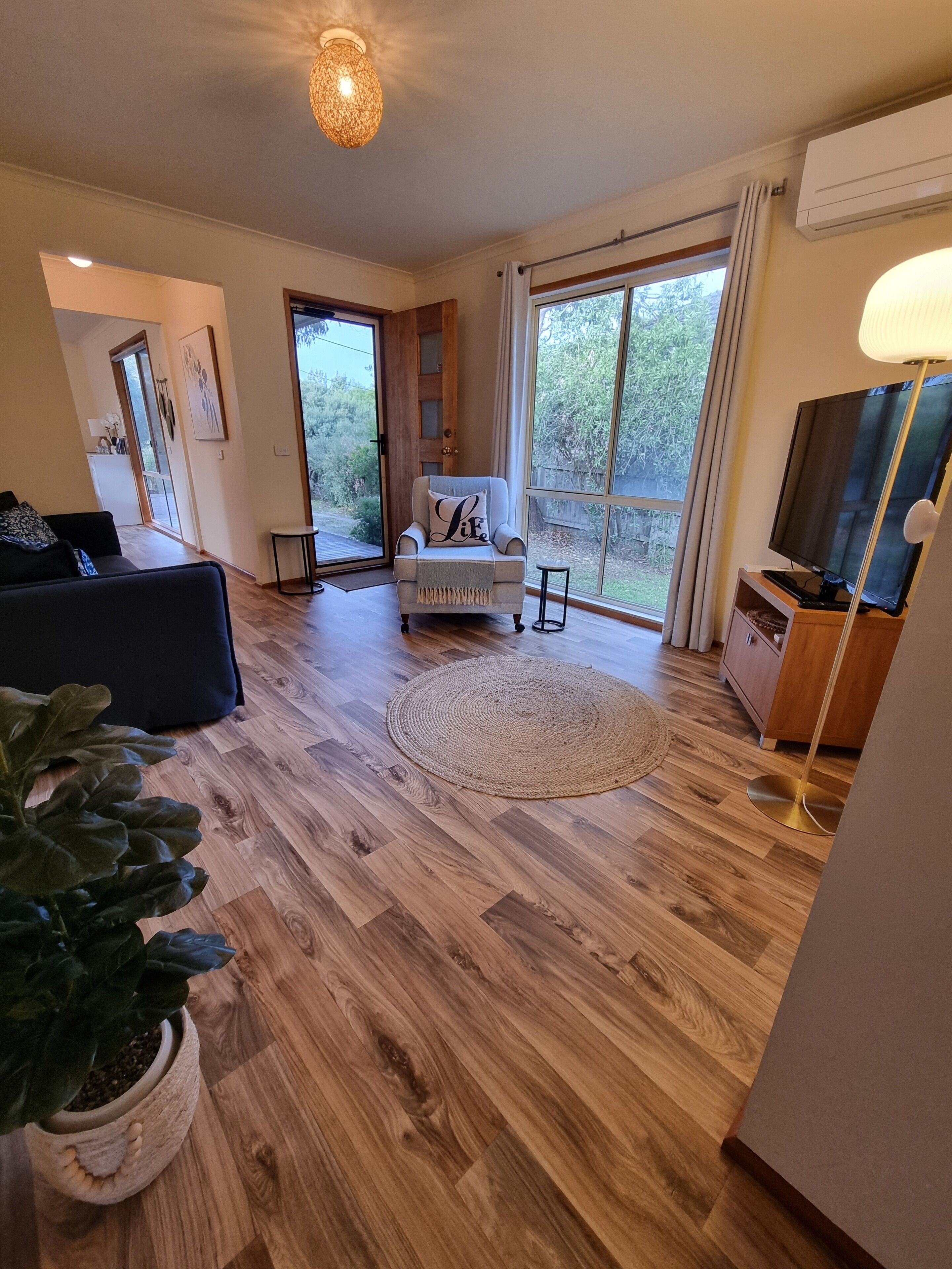 Televisión, reproductor de DVD, libros y monitor de computadora 