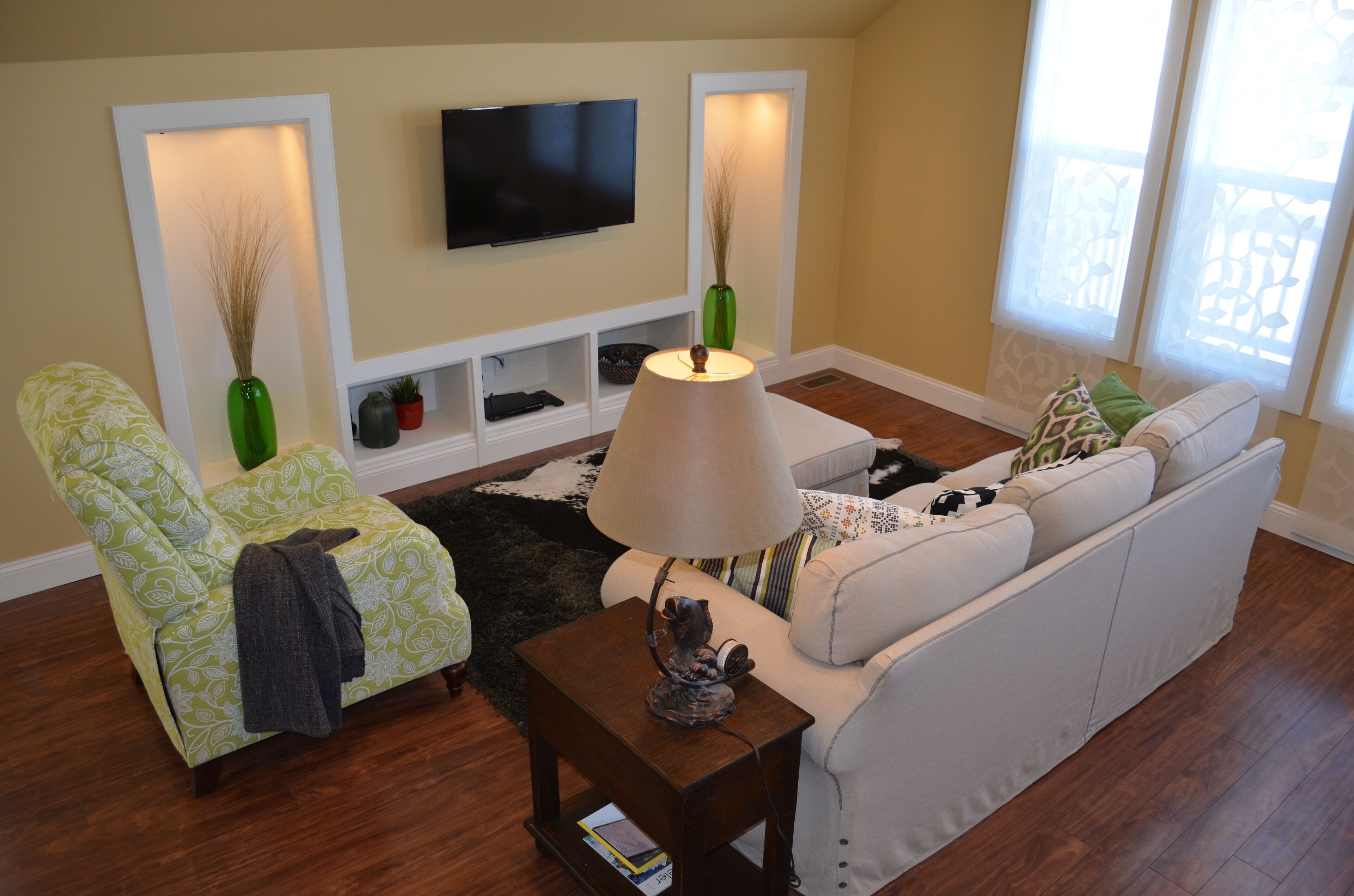 Smart TV, DVD player, books, video library