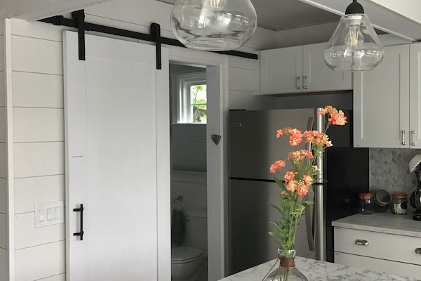Bright and stocked kitchen