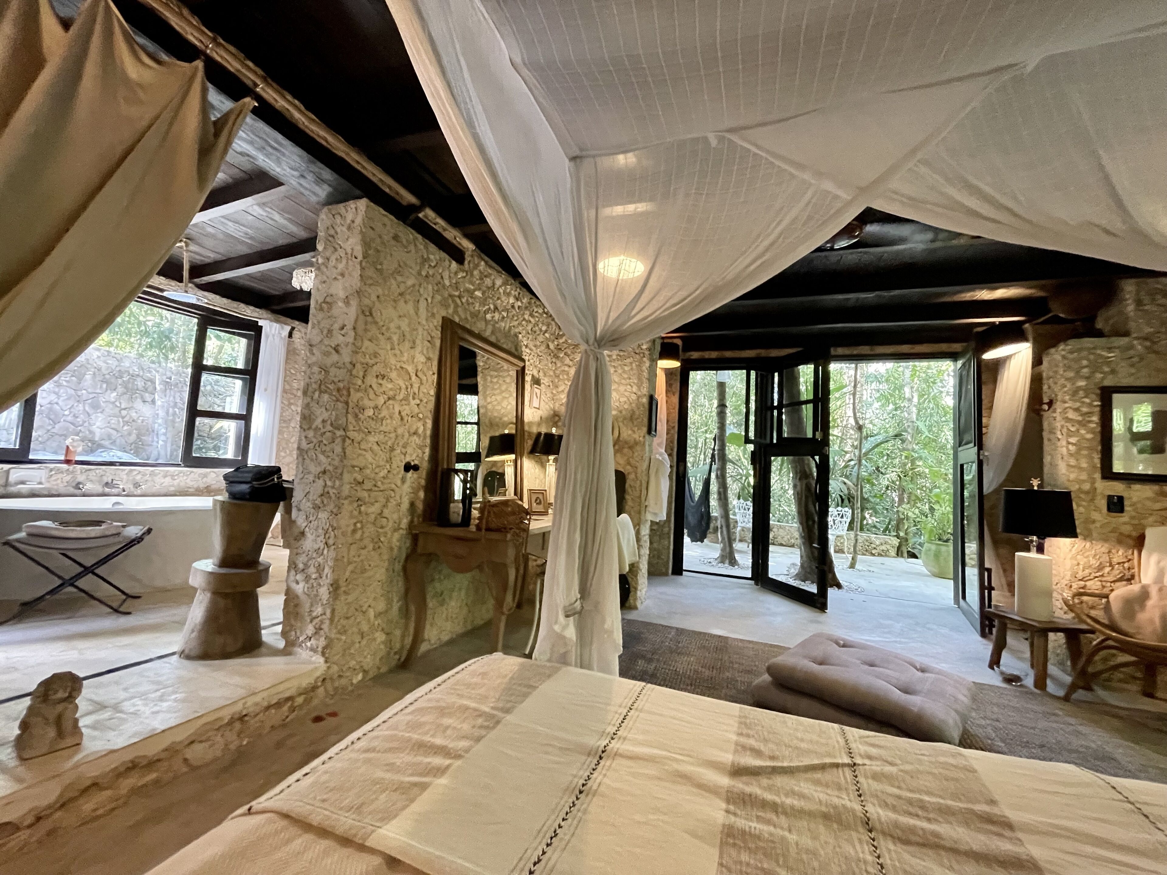Detail of master bedroom and bathroom. 