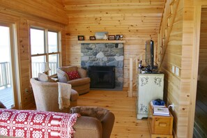 Flat-screen TV, fireplace, DVD player