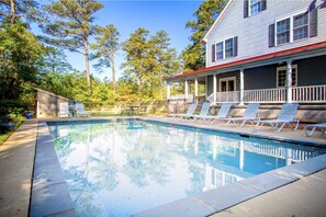Outdoor pool, a heated pool -  Chesapeake Waterfront- 7bd/5ba, Beach, Pool, Dock Pet permitted (Woolford)