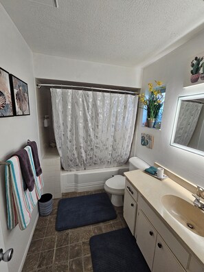 淋浴/盆浴组合、吹风机、毛巾、肥皂