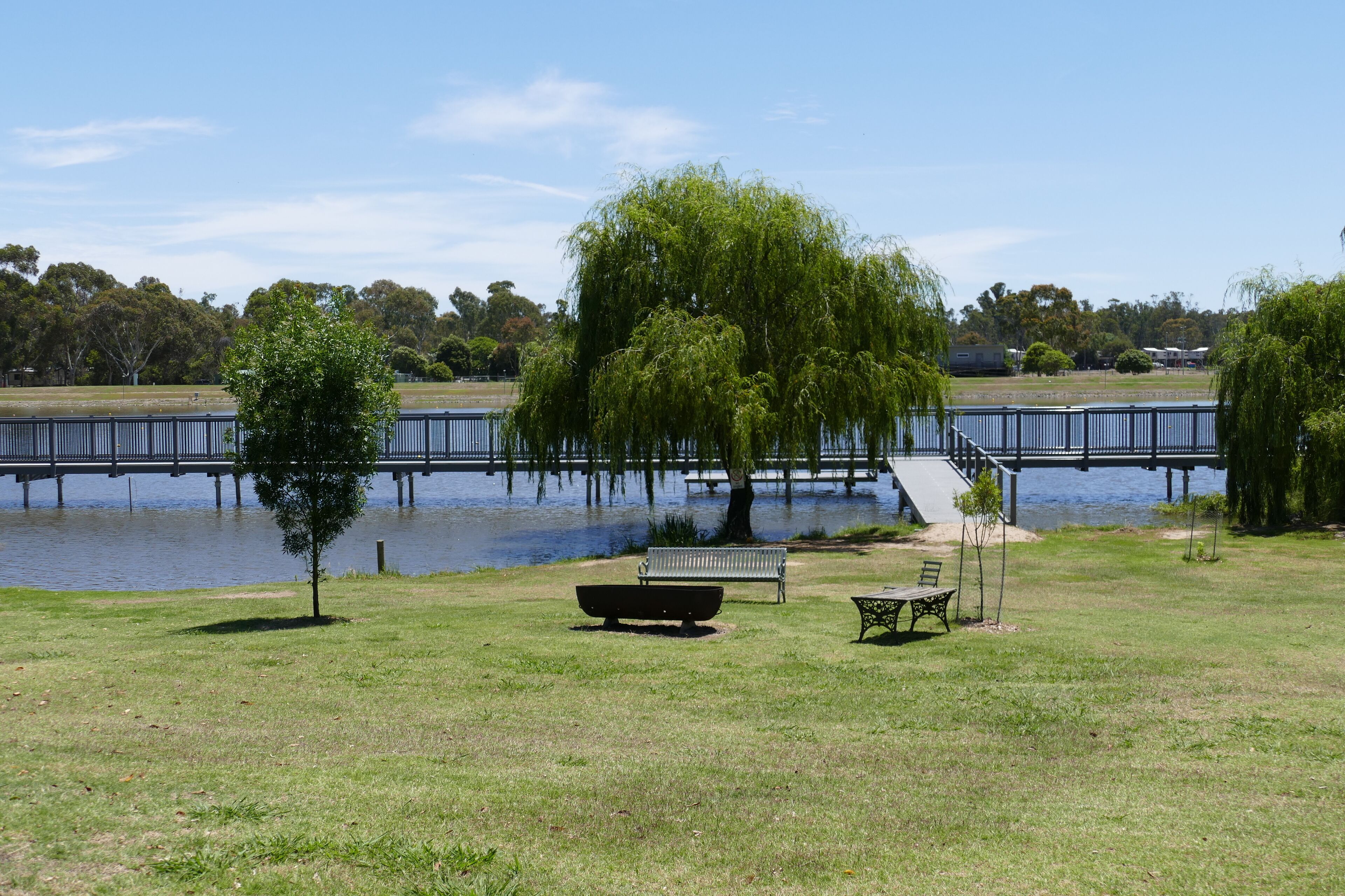 Relax around the fire pit and watch the sun set over the lake.