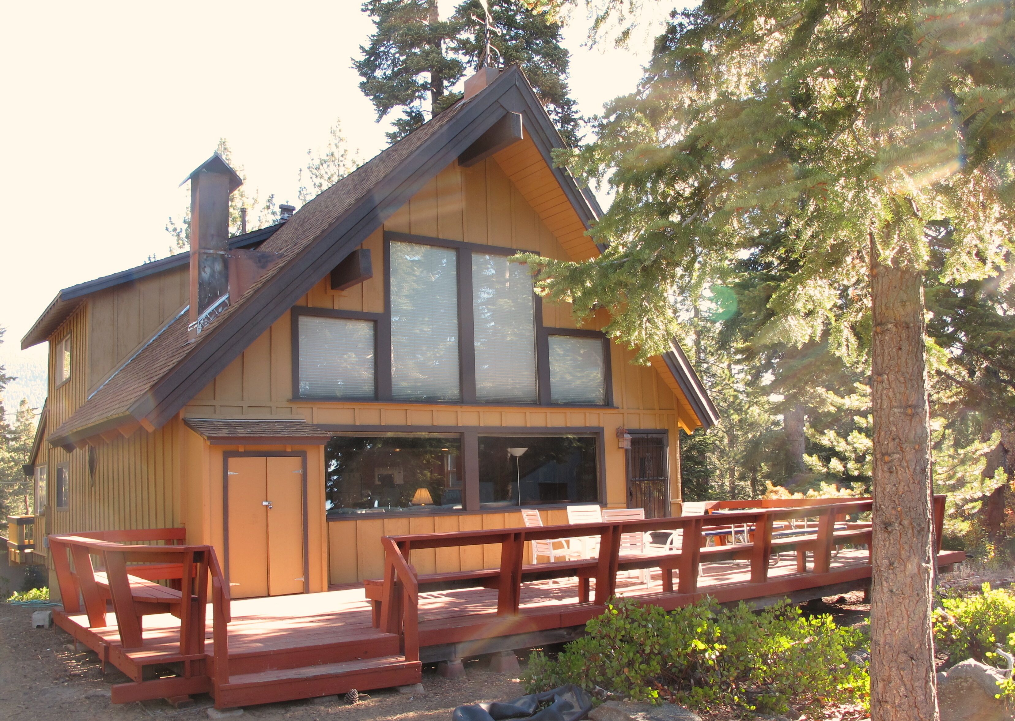 Back of the house with distant lake view.