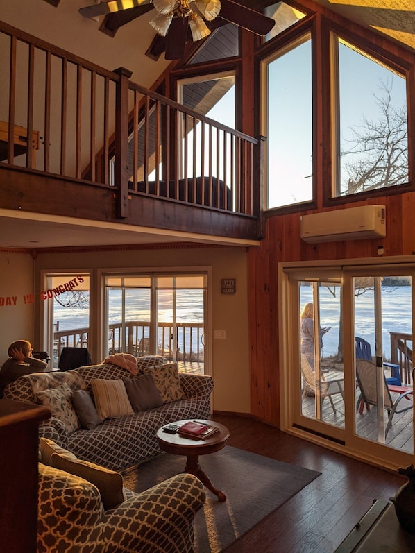 TV connectée, cheminée, Netflix, lecteur de DVD