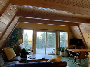 Smart TV, chimenea, Netflix, libros