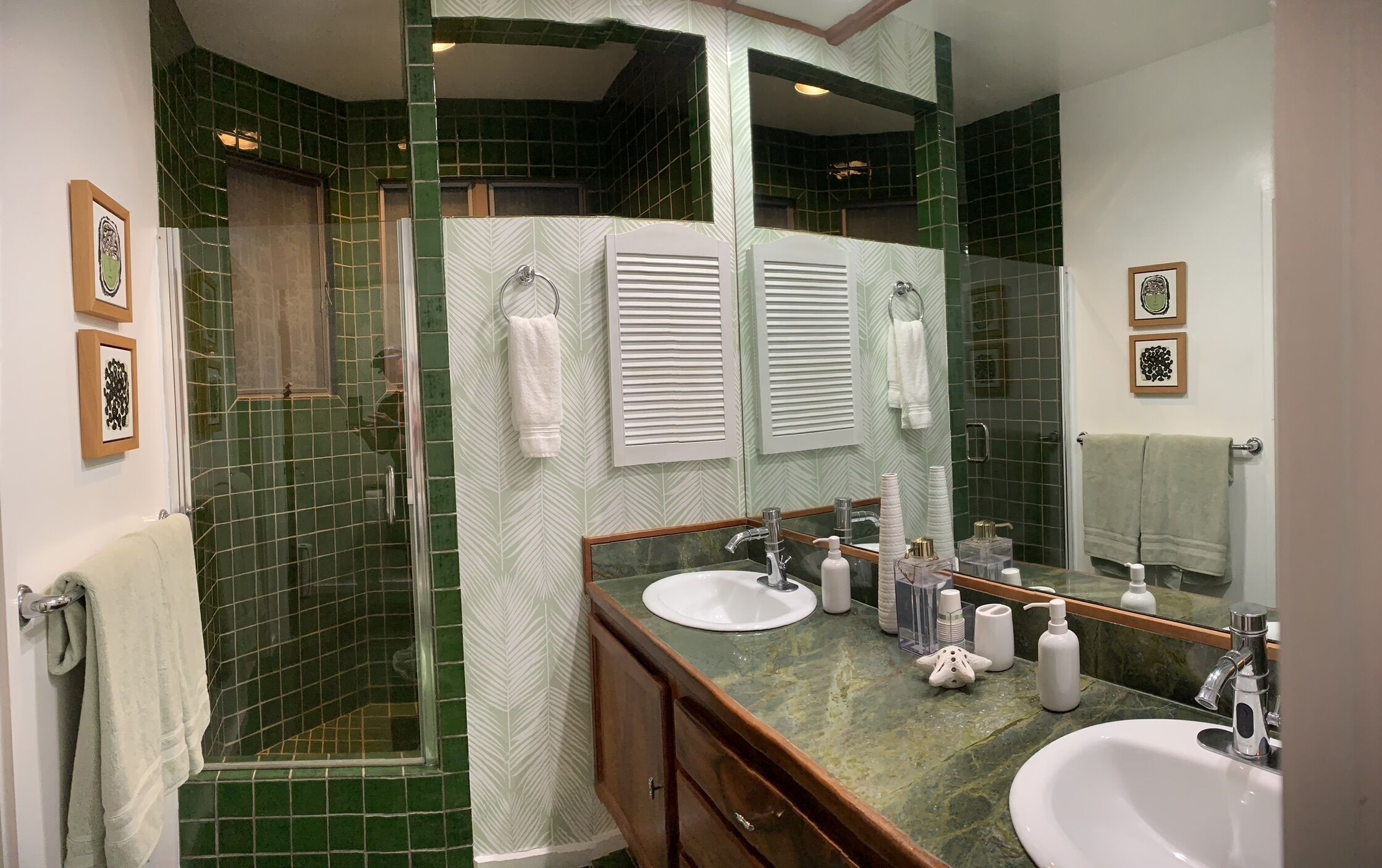 Combined shower/tub, jetted tub, hair dryer, bidet