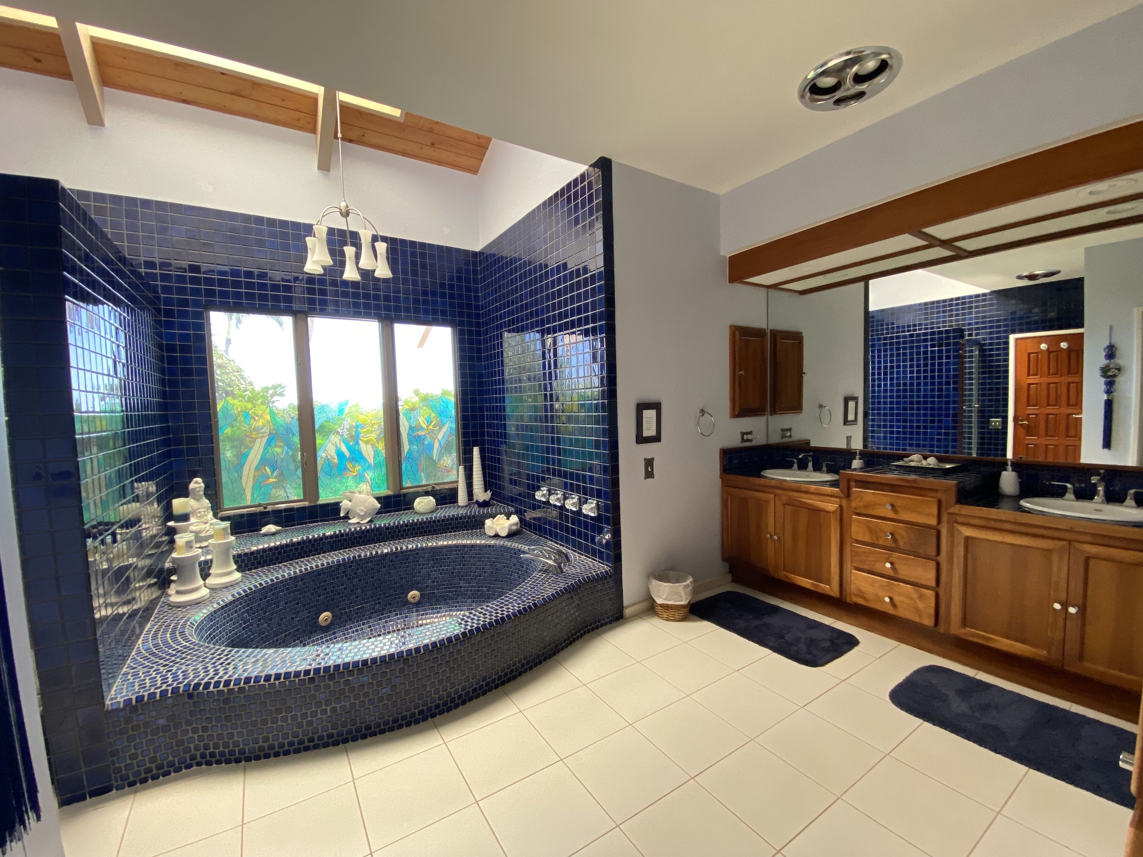 Combined shower/tub, jetted tub, hair dryer, bidet